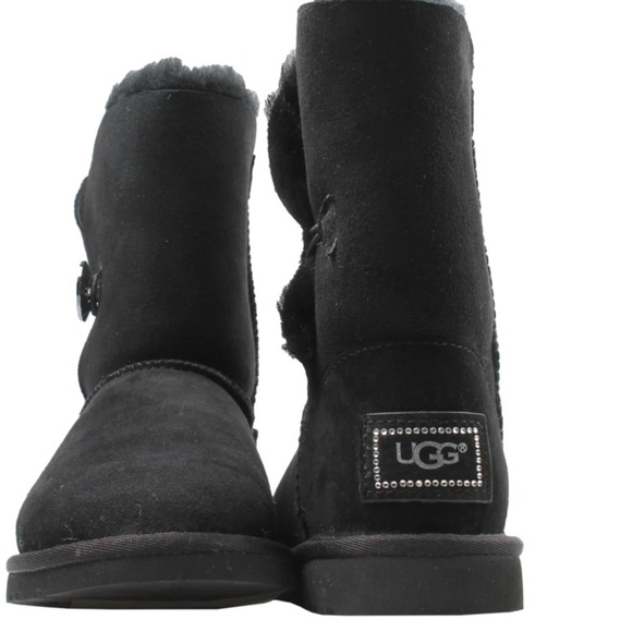 UGG Bailey Button Bling (Swarovski) Sz 6 Women Black 3349-BLK Limited Edition - Picture 4 of 11